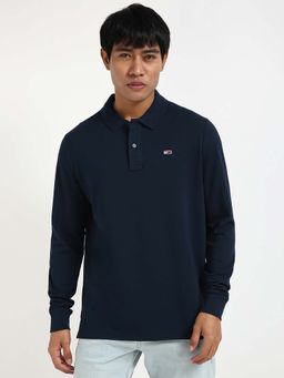 Tommy Hilfiger - Mens Navy Blue Solid Polo T-Shirt