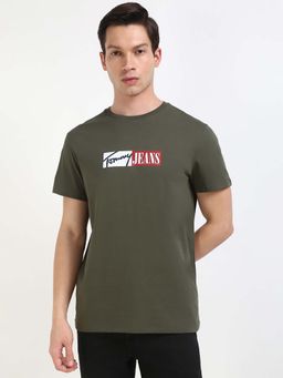 Tommy Hilfiger - Mens Green Solid T-Shirt