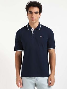 Tommy Hilfiger - Mens Navy Blue Solid Polo T-Shirt