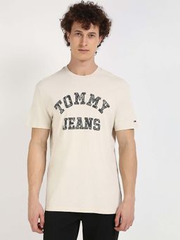 Tommy Hilfiger - Mens Beige Printed T-Shirt