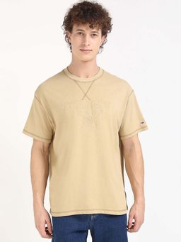 Tommy Hilfiger - Mens Beige Embroidered T-Shirt