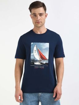 Tommy Hilfiger - Mens Navy Blue Printed T-Shirt