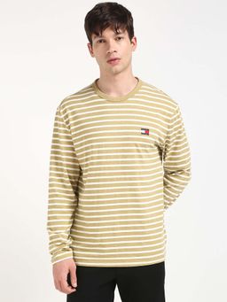 Tommy Hilfiger - Mens Beige Stripes T-Shirt