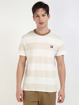 Tommy Hilfiger - Mens Beige Stripes T-Shirt