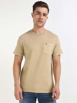 Tommy Hilfiger - Mens Beige Solid T-Shirt