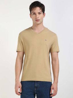Tommy Hilfiger - Mens Beige Solid T-Shirt