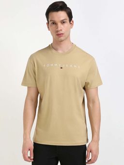 Tommy Hilfiger - Mens Beige Solid T-Shirt