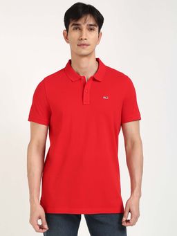 Tommy Hilfiger - Mens Red Solid Polo T-Shirt