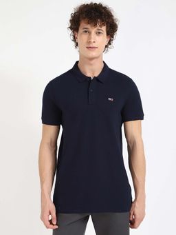 Tommy Hilfiger - Mens Navy Blue Solid Polo T-Shirt