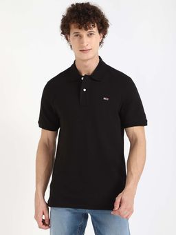 Tommy Hilfiger - Mens Black Solid Polo T-Shirt
