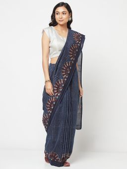 Fabindia - Cotton Silk Hand Block Print Saree Without Blouse