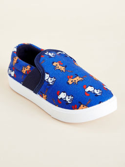 Hopscotch - All-Over Print Slip-On Sneakers Blue