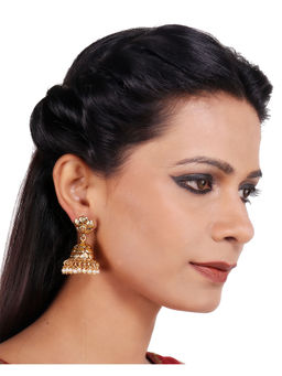 Adwitiya - Women 24K Gold-Plated Handcrafted Trendy Pearl Jhumki