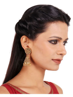 Adwitiya - Women 24K Gold-Plated Handcrafted Jhumki