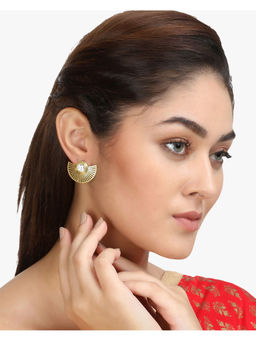 Adwitiya - Women Gold-Plated Stone Semi Circle Studs