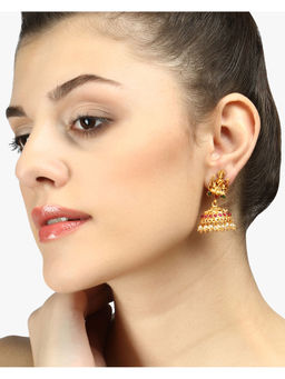 Adwitiya - 24K Gold-Plated Multi-Color Pearl Dome Shaped Handcrafted Jhumkas