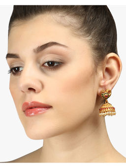 Adwitiya - Multi-Color 24K Gold-Plated Peacock Shaped Handcrafted Jhumkas