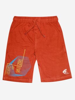 KiddoPanti - Brown Boys Keep On Going Printed Knit Shorts