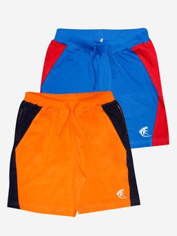 KiddoPanti - Multi-Colour Boys Side Cut and Sew Shorts (Pack Of 2)