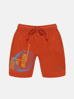 KiddoPanti - Brown Boys Keep On Going Printed Knit Shorts