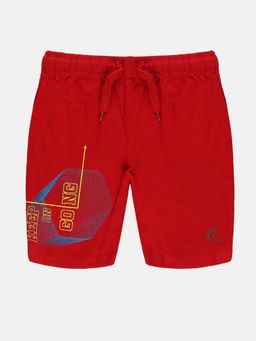 KiddoPanti - Red Boys Keep On Going Printed Knit Shorts