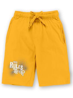 KiddoPanti - Mustard Boys Troops Printed Knit Shorts