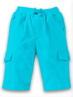 KiddoPanti - Aqua Boys Solid Knit Cargo Shorts