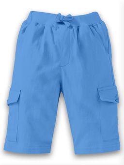KiddoPanti - Blue Boys Solid Knit Cargo Shorts