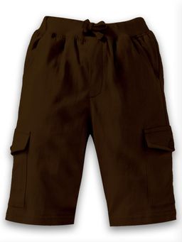 KiddoPanti - Brown Boys Solid Knit Cargo Shorts