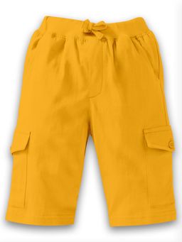 KiddoPanti - Mustard Boys Solid Knit Cargo Shorts
