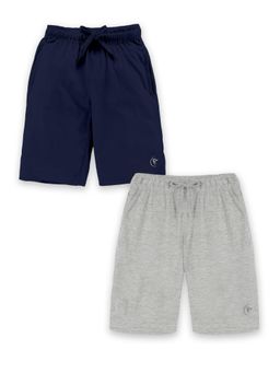 KiddoPanti - Multi-Colour Boys Knit Knee Length Basic Shorts (Pack Of 2)