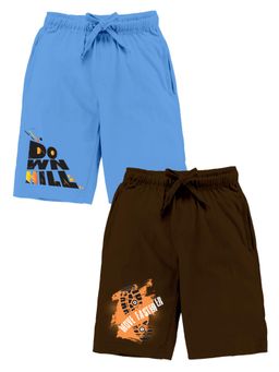 KiddoPanti - Boys Down Hill and Move Faster Printed Knit Shorts (Pack Of 2)
