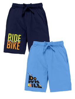 KiddoPanti - Boys Down Hill and Ride Bike Printed Knit Shorts (Pack Of 2)