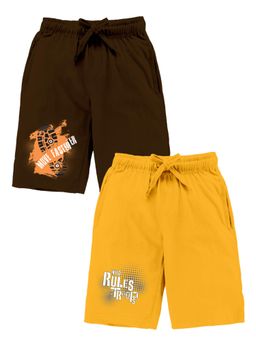 KiddoPanti - Boys Troops and Move Faster Printed Knit Shorts (Pack Of 2)
