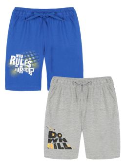 KiddoPanti - Boys Troops and Down Hill Printed Knit Shorts (Pack Of 2)