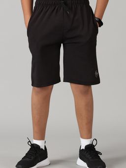 KiddoPanti - Black Boys Polyester Knit Basic Shorts