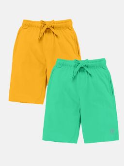 KiddoPanti - Multi-Colour Boys Knee Length Basic Shorts (Pack Of 2)