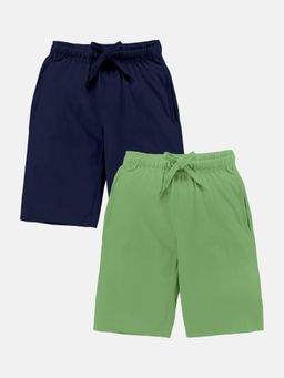KiddoPanti - Multi-Colour Boys Knee Length Basic Shorts (Pack Of 2)