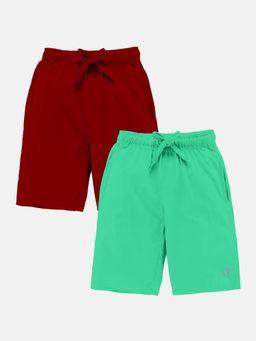 KiddoPanti - Multi-Colour Boys Knee Length Basic Shorts (Pack Of 2)
