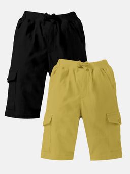 KiddoPanti - Multi-Colour Boys Knee Length Cargo Shorts (Pack Of 2)