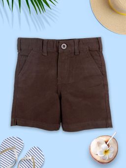 KiddoPanti - Brown Boys Formal Solid Shorts