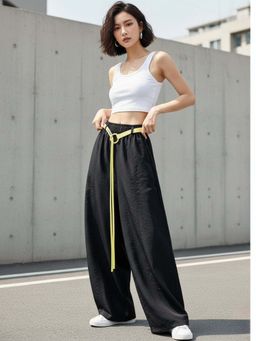 Outzidr - Black High Waist Barrel Style Pant