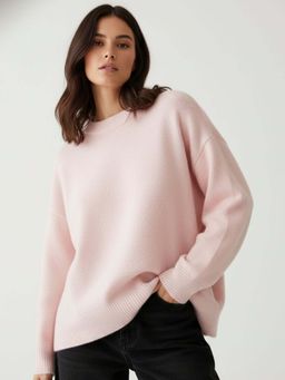 Outzidr - Pink Full Sleeve Crew Neck Sweatshirt