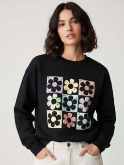 Outzidr - Full Sleeve Printed Black Sweatshirt