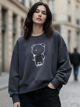 Outzidr - Graphic Oversized Grey Sweatshirt