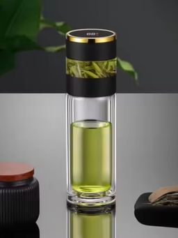 YELONA - Black 350Ml Smart Glass Temperature Display Bottle