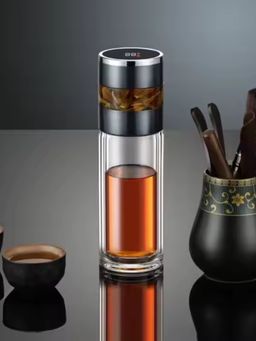 YELONA - Grey 350Ml Smart Glass Temperature Display Bottle