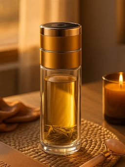YELONA - Gold 400Ml Double-Wall Glass Infuser Bottle