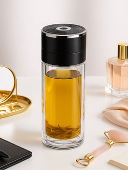 YELONA - Black 400Ml Double-Wall Glass Infuser Bottle