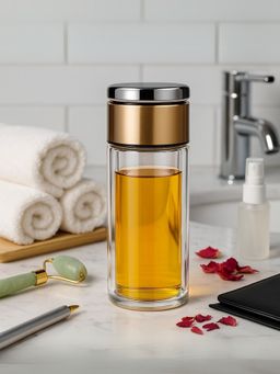 YELONA - Gold 300Ml Double-Wall Glass Infuser Bottle